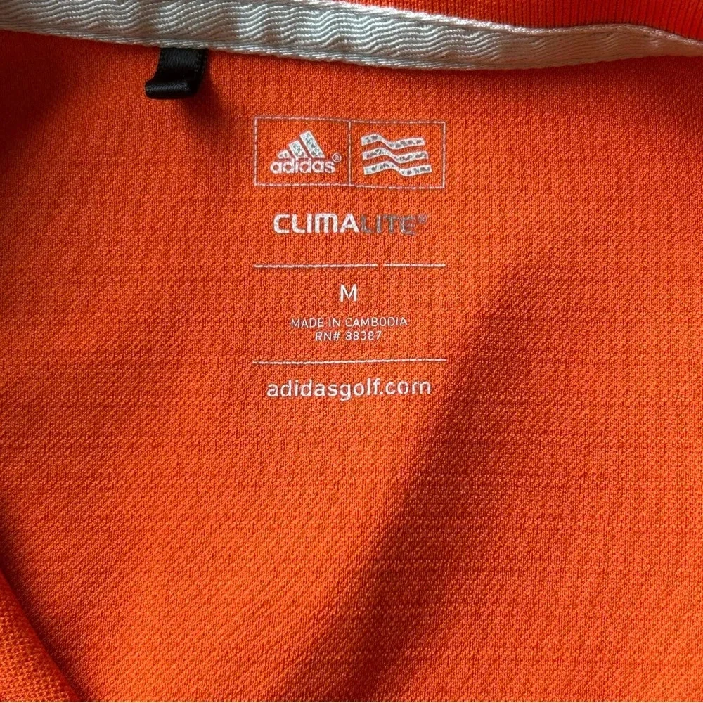 Adidas Men’s Orange Climalite Polo Golf Shirt Medium Sporty
